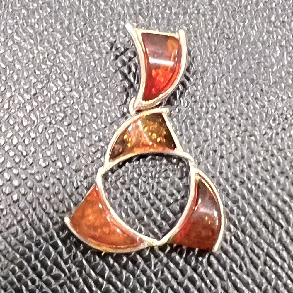 Amber and Sterling silver pendant from Mexico